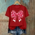 thumbnail image 5 of Spring Summer Date Night Wear – Women's Chic Printed Tee with Bow Design, Casual Short Sleeve Round Neck Top for Valentine's Day Theme Romantic Cute Outfits, 5 of 6