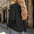 thumbnail image 3 of Lmueinov Long Sleeve Shirts for Women 100% Cotton Button Down Drawstring Hooded Shirts Solid Casual Lightweight Going Out Tops for Summer Fall Travel, 3 of 6