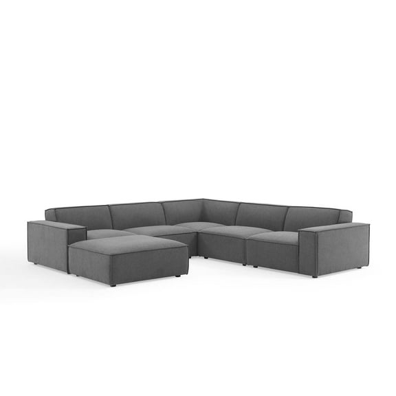 Sectional Sofa Set, Fabric, Dark Grey Gray, Modern Contemporary Urban Design, Living Lounge Room Hotel Lobby Hospitality