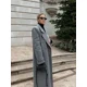 thumbnail image 3 of Abrigo elegante gris con hombros acolchados para mujer, abrigo clásico de manga larga con solapa y una hilera de botones, chaquetas largas de moda para mujer 2024, 3 of 5