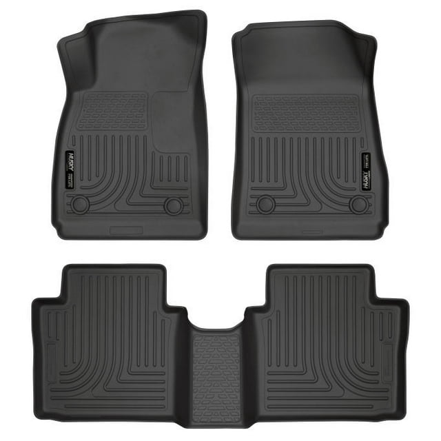 Husky Liner Floor Liner 99101 WeatherBeater; Molded Fit; Smooth Arcing Ribs/Raised Heel Pad; Black; Rubber; 3 Piece