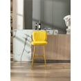 thumbnail image 2 of Retro Style Kitchen High Bar Chairs Velvet Bar Stool Chair Counter Chair with Back Barstool with Footrest, Kitchen Counter Stool for Kitchen Dining Room(Mustard), 2 of 8