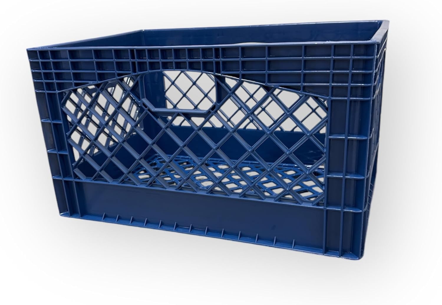Juggernaut Storage 24 Qt Heavy Duty HDPE Plastic Milk Crate with Handles, Blue, 1 Count, RMK24QT-BLUE