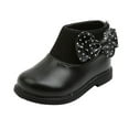 thumbnail image 3 of THDHVS Girls Boots Toddlers Soft-Soled Boots with Bow and Polka Print Details Round Toe and Fleece Lining for Early Walkers Black, 3 of 6
