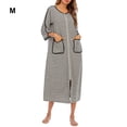 thumbnail image 4 of maskred Robe de Nuit pour Femmes en Polyester Col Rond Manches Longues Double Poche Respirante Automne Hiver Robe d'Intérieur Vêtements de Nuit Gris m, 4 of 6
