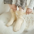 thumbnail image 4 of UJNDER Women's Autumn Winter Casual Cable Knit Wool Thick Warm Long Stacked Socks White, 4 of 5