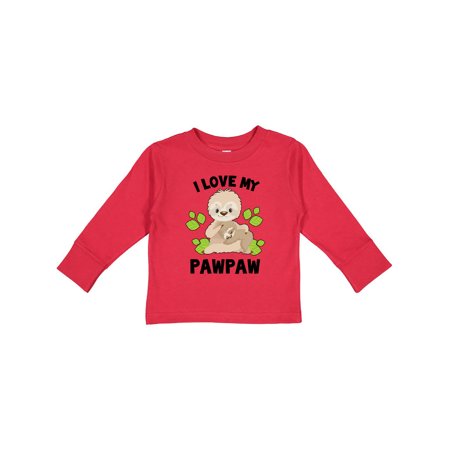 

Inktastic Cute Sloth I Love My Pawpaw with Green Leaves Gift Toddler Boy or Toddler Girl Long Sleeve T-Shirt