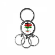 Flag Root Faly Kenya Art Deco Fashion Stainless Steel Metal Key Holder Chain Ring Keychain