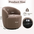 thumbnail image 3 of PORKISS Swivel Accent Chair, Armchair with Teddy Fabric, Barrel Chair with Black Powder Coating Metal Ring for Living Room, Bedroom, Coffee Brown, 3 of 8