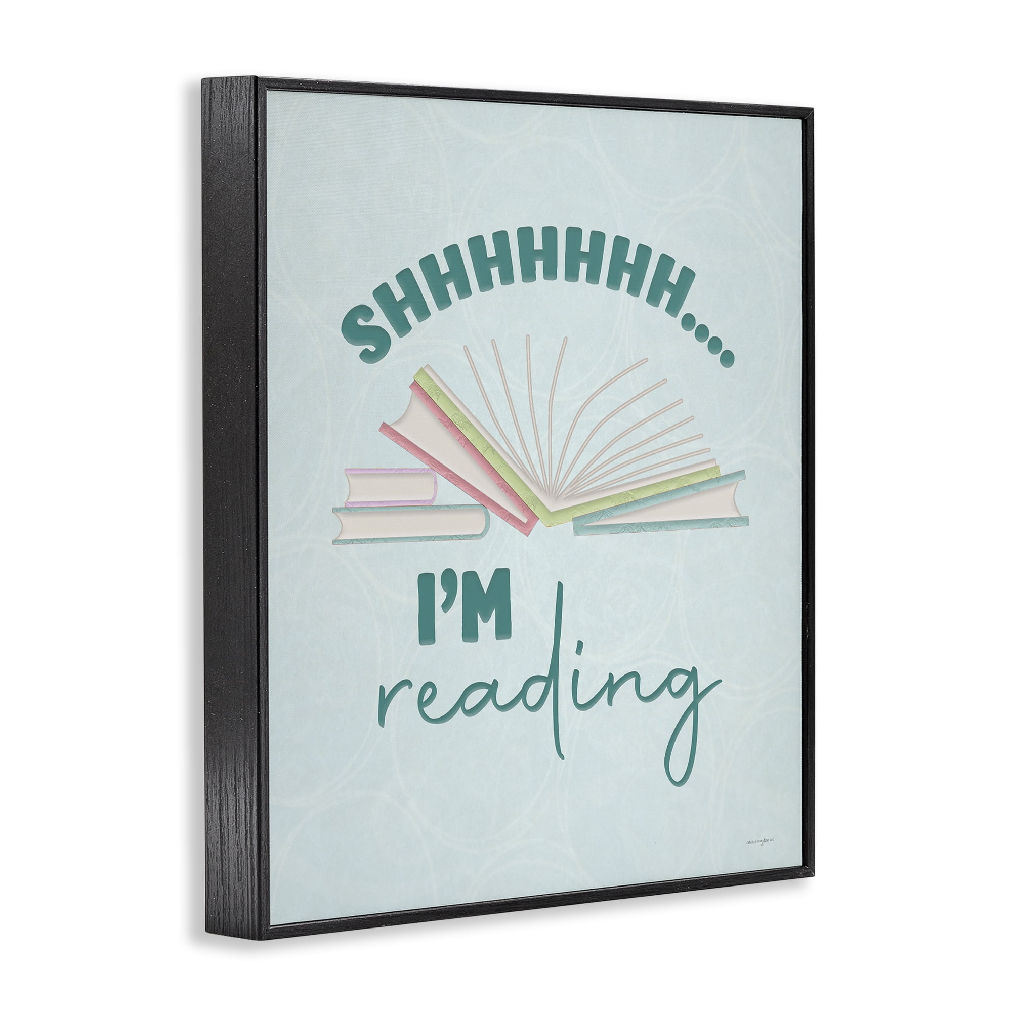 Stupell Industries Shhh I'm Reading Black Framed Giclee Art, design by Seven Trees Design