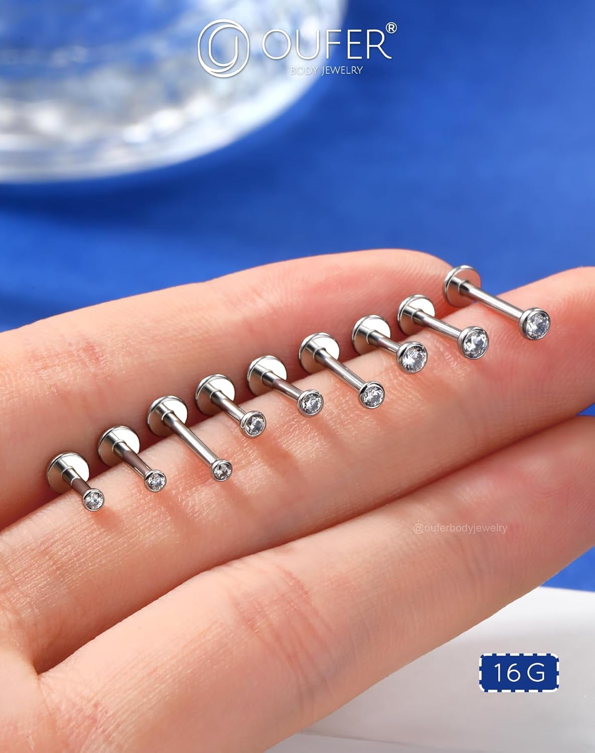 16G Top 3PCS Threadless Earrings Helix Earring High-end Stainless Steel 316L Helix Piercings 6/8/10 mm Unblemished CZ Cartilage Earrings Tragus Studs Conch Piercing Jewellery for Women[n395]