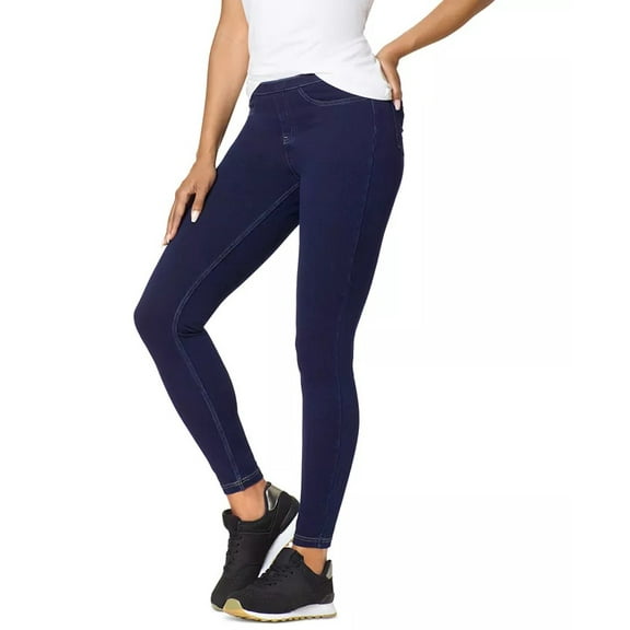 Hue BLACK INDIGO DENIM Women's Classic Stretch Denim Leggings, US Medium