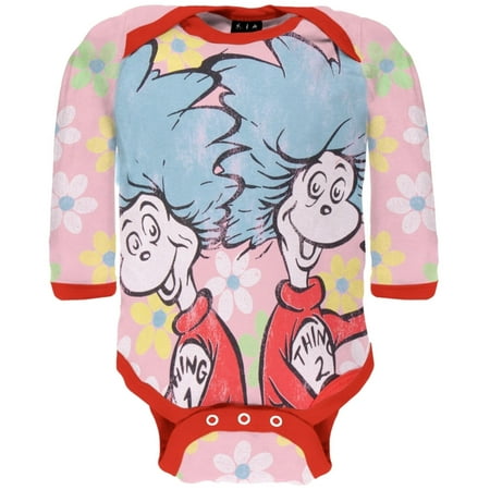 Dr Seuss Baby Clothes - Dr. Seuss - Flowery Things Long Sleeve Baby One Piece