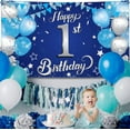 thumbnail image 6 of Happy 1st Birthday Banner Boy - 72x44 Inch, Xtralarge | First Birthday Backdrop | First Birthday Decorations for Boys | First Birthday Banner for 1st Birthday Decorations, 6 of 9