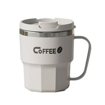 Hiroekza Premium 304 Stainless Steel Travel Mug Coffee Mug 400ml/14oz - Double-Wall Insulated Coffee Cup with Leak-Proof Lid, Large Capacity for Students & Office White