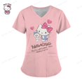 thumbnail image 3 of Uniformes médicos de Hello Kitty para mujer, camisetas de enfermera con estampado de dibujos animados de Hello Kitty, uniforme de novio para mascotas, ropa de cuidado de manga corta, 3 of 5