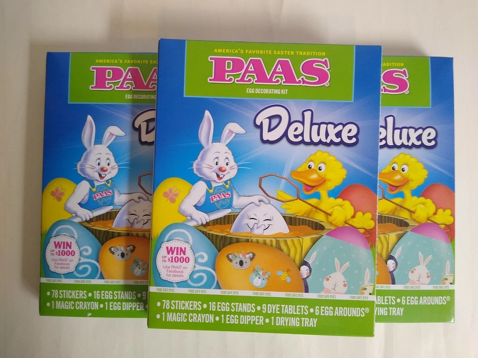 CIRCLE- Lot Of 3 Paas Deluxe Egg Coloring Decorating Kit