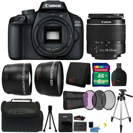 Canon EOS 4000D 18MP Wi-Fi / NFC DSLR Camera + 18-55mm Lens + 8GB Ultimate Accessory (Best Budget Dslr Camera 2019)