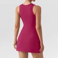 thumbnail image 3 of safuny Women's Mini Bodycon Party Beauty Dress Solid Scoop Neck Fall Dress Retro Winter Cold Shoulder Sleeve Elegant Leisure Holiday Fashion Hot Pink M, 3 of 8