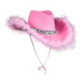 thumbnail image 2 of 2pack Womens Cowboy Hat With Fluffy And Glitter Decoration Feather Hat Headwear, Adjustable Neck DrawstringScvvd, 2 of 3