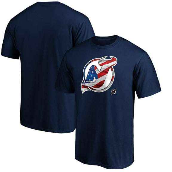 Men's Navy New Jersey Devils Banner Wave Logo T-Shirt