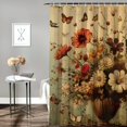 thumbnail image 2 of Orinice Ambesonne vintage shower curtain, dancing butterflies and spring flowers hugging vintage farm, fabric bathroom décor set with hooks 69x72, 2 of 7