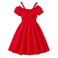 thumbnail image 1 of Liquidation et Promo, Robe Unie pour Filles, Style Princesse Rétro, Mode d'Été, Rendez-Vous de Jeu Décontracté, Coton Confortable, Entretien Facile, Tenue de Fête pour Jeunes Idéale pour Superposer/coton, Rouge, Sopatenor, 1 of 8