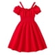thumbnail image 1 of Odeerbi Niñas Elástico Fuera Del Hombro Vestido Vintage Verano Algodón Princesa Vestidos Manga Corta Color Sólido Vestido Retro, 1 of 8