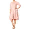 thumbnail image 2 of Women's Casual Plus Size Loose Fit 3/4 Sleeve Jersey Knit A-Line Solid Midi Dress, 2 of 4