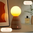 thumbnail image 7 of Beautiful 9.75" Ceramic Brown Ribbed Rechargeable/Cordless Frosted Globe Table Lamp by Drew Barrymore, 7 of 7