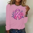thumbnail image 4 of VKOYWKM Pink Breast Cancer Shirts for Women Breast Cancer Awareness T-Shirt Long Sleeve Pink Ribbon Tops Fall Crew Neck Breast Cancer Survivor Blouse, 4 of 4