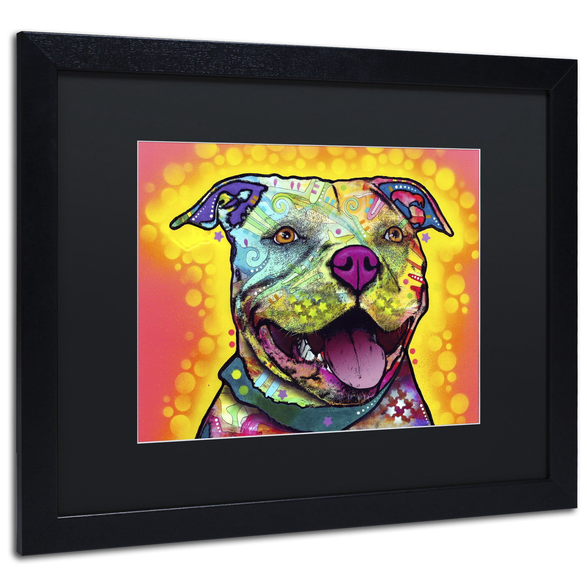 Trademark Fine Art "Dewey Pit Bull" Canvas Art by Dean Russo, Black Matte, Black Frame