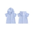 thumbnail image 2 of BemeyourBBs Toddler Baby Girls Boys Swim Cover Up Kids Swimsuit Coverup Zip-Up Beach Bathing Suit Robe Short Sleeve Hooded Striped Pockets Pool Beach Cover Ups, 2 of 9