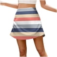 thumbnail image 3 of Junur Womens Summer Tennis Skorts in Shorts with Zipper A-Line Workout Golf Athletic Skirts Vacation Floral Print Striped Shorts for Women S-5XL, 3 of 6