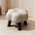 thumbnail image 4 of Hyknon Small Foot Stool Ottoman, Floral Round Faux Leather Wood Leg Foot Rest for Couch, Under Desk Pouf Footstool Footrest for Living Room Bedroom, Entryway Padded Household Seating Stool, Gray, 4 of 7