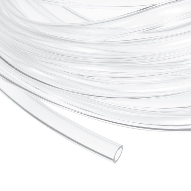 Tubo transparente Uxcell, 5 mm ID x 8.8 mm OD - Tubo de vinilo ligero de 12.5 pies, manguera de plástico flexible transparente para transferencia de aire, aceite y agua, riego de acuarios