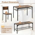 thumbnail image 3 of Costway Dining Table Set for 4 Rectangular Table with 2 Chairs, 1 Bench, Storage Racks Rustic Brown, 3 of 10