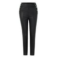 thumbnail image 2 of GJSYRH Women's High Waist Leather Leggings High Waist Leather Tights with Front Button Detail for a Sleek, 2 of 8