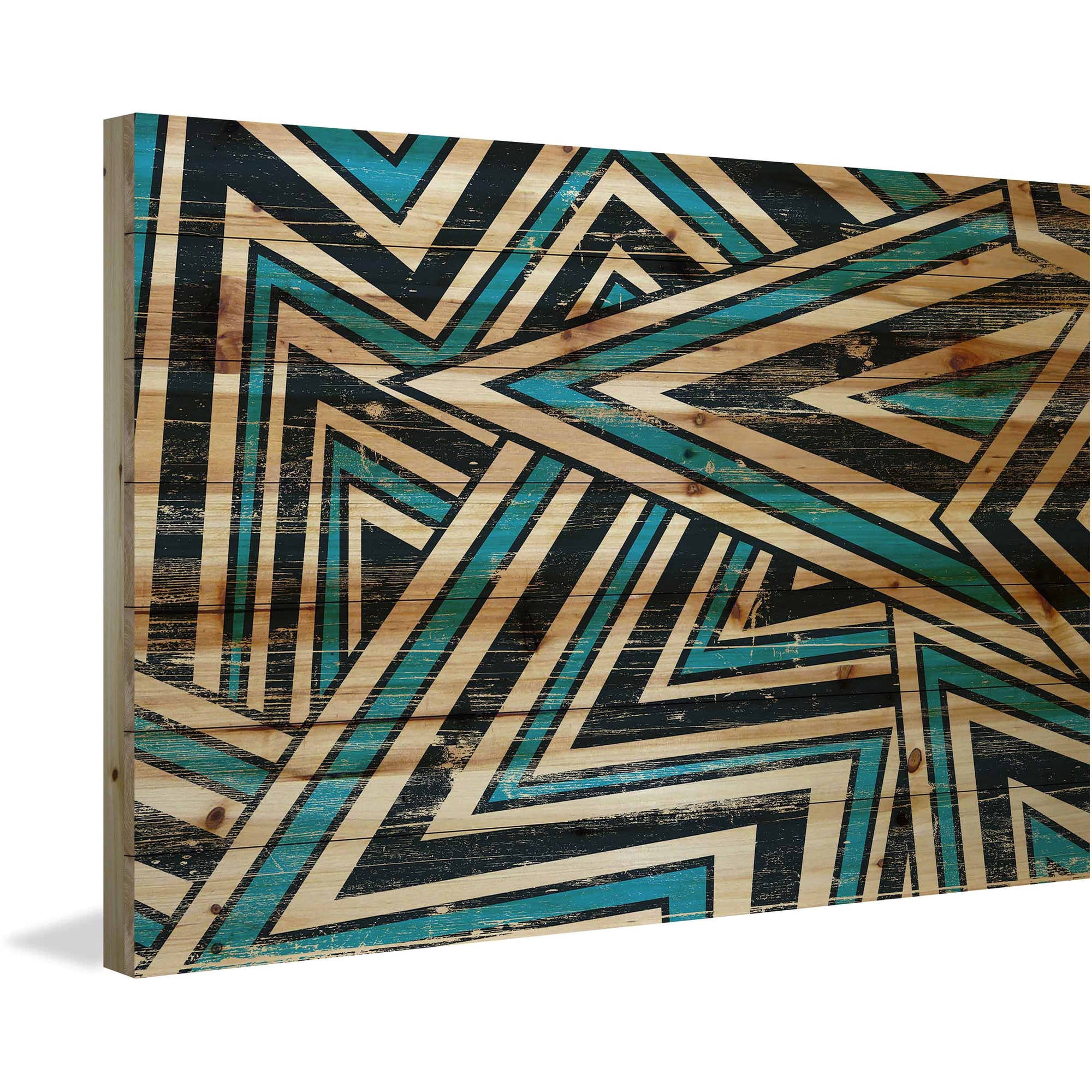 "Alternating Direction" Painting Print on Natural Pine Wood