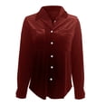 thumbnail image 2 of Noarlalf Velvet Tops for Women Velvet Shirt Women Women's Velvet Long Sleeve Loose Bottom Shirt Top Red S, 2 of 6