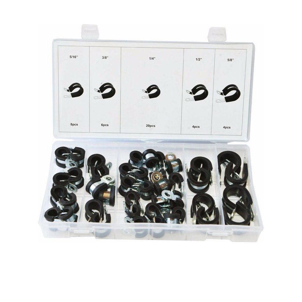 42pcs of Rubber Insulated Hose Clamp Adel Clamp Assortment with 5