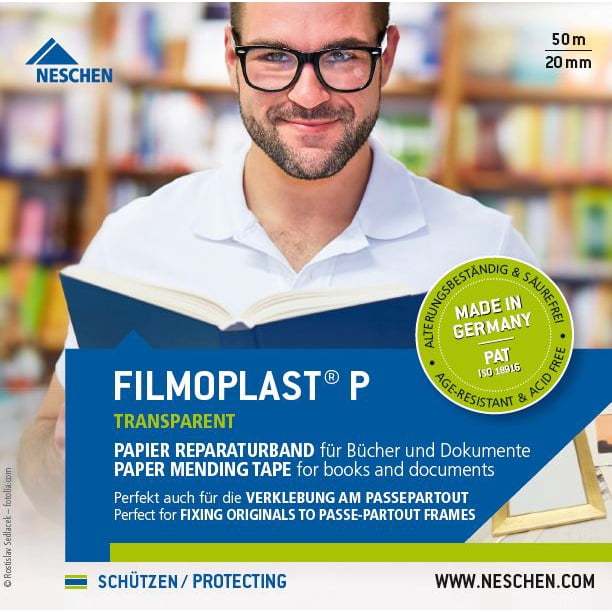 Neschen Filmoplast P Transparent Paper Archival Mending Tape, 3/4in x