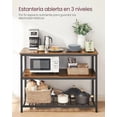 thumbnail image 2 of VASAGLE Isla de Cocina con Encimera Grande, Estantería de Cocina, 3 Niveles, Marco de Acero, 60 x 120 x 90 cm, Marrón Rústico y Negro, 2 of 7