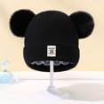 thumbnail image 4 of Gorro de punto con pompones para bebé, gorro cálido de Color sólido, accesorios para niños y niñas, Otoño e Invierno, 4 of 4