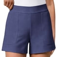thumbnail image 2 of Byworldtasic High Waist Shorts for Women Comfy Elastic Waist A-Line Shorts Dressy Shorts with Pockets, 2 of 6