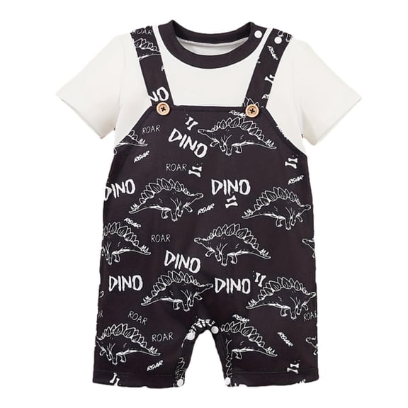Lazsy Newborn Infant Baby Summer Short Sleeve Rompers Jumpsuit Cartoon Round Neck with 9 to 12 Month