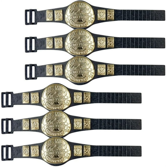 Set of 6 Six Man Tag Championship Belts for WWE & AEW Wrestling Action Figures