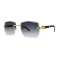 thumbnail image 1 of 90s Music Mogul Gangster Rapper Rimless Narrow Rectangle Luxury Sunglasses Gold Brown Smoke, 1 of 4