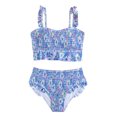 thumbnail image 2 of Gamivast Girls Bathing Suits Size 10-12 Boho Floral Two Piece Swimwear High Waisted Bathing Suit Cute Crew Neck Bikini Sets for Teen Blue 9Y Trajes De Baño Para Niños Y Niñas, 2 of 8