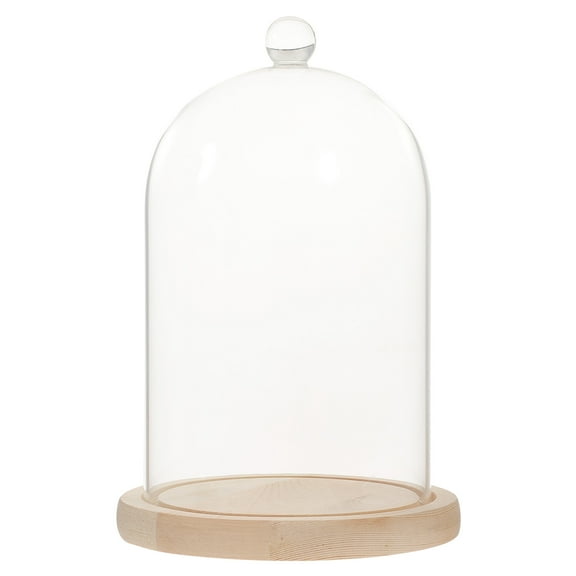 LABELEPH Glass Dome Cover with Wood Base for Party Use 1Pcs 7.1x4.7in